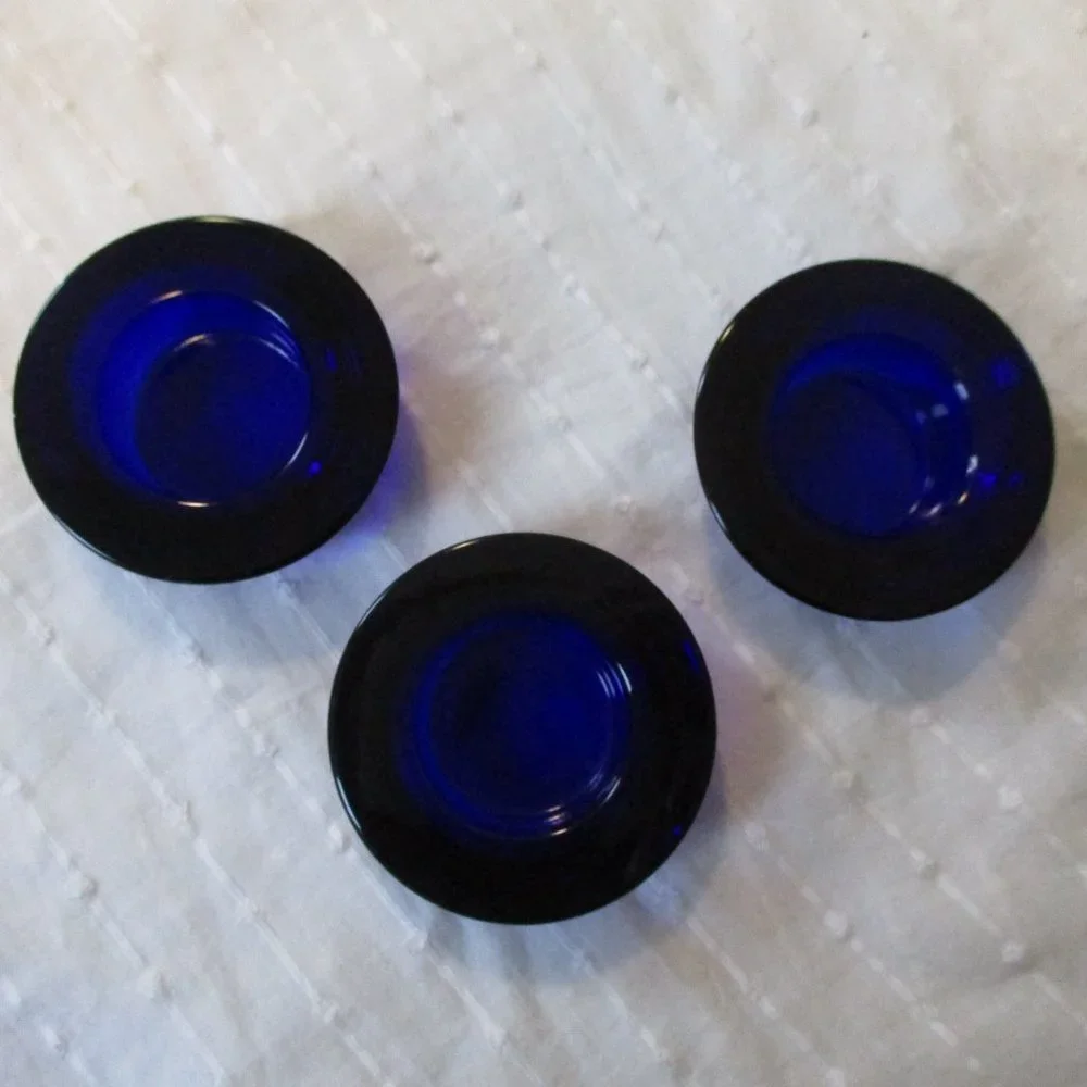 Vtg IKEA / 3 cobalt blue glass tealight holder